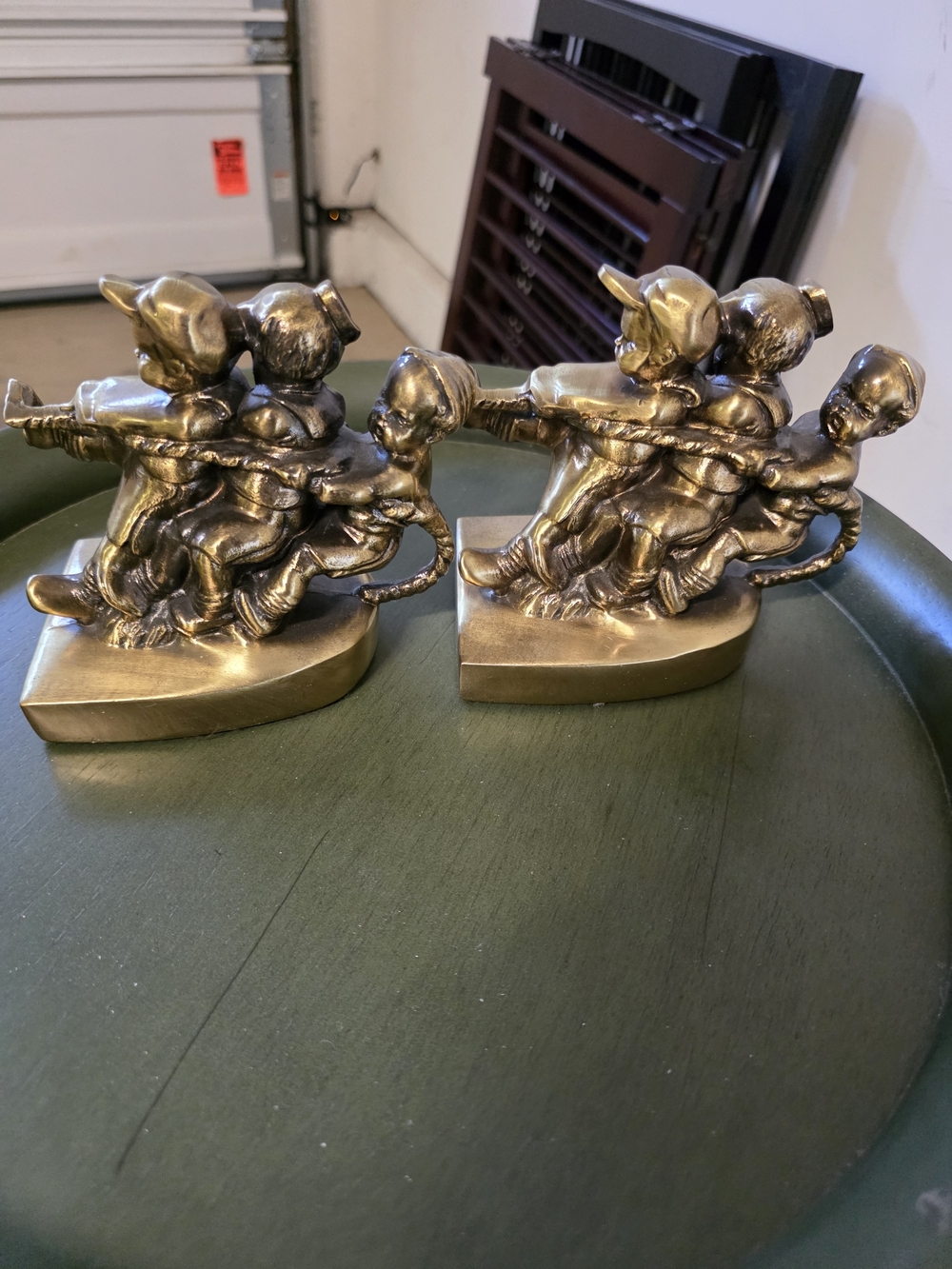 Vintage Brass Child Figurine Bookends